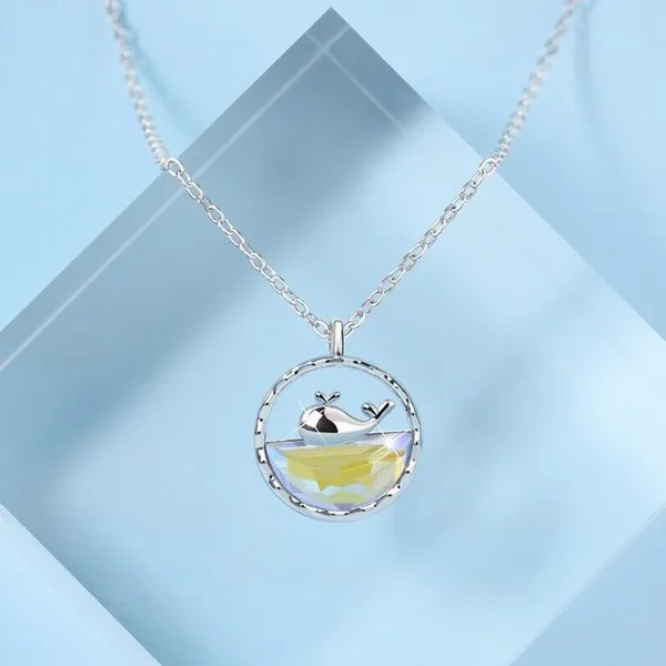 Dây Chuyền Lili Jewelry Bạc Nữ Đính Pha Lê Aurora Cá Voi Cute LILI_295477 Màu Bạc