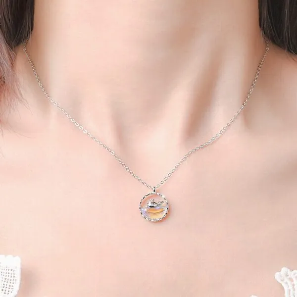 Dây Chuyền Lili Jewelry Bạc Nữ Đính Pha Lê Aurora Cá Voi Cute LILI_295477 Màu Bạc