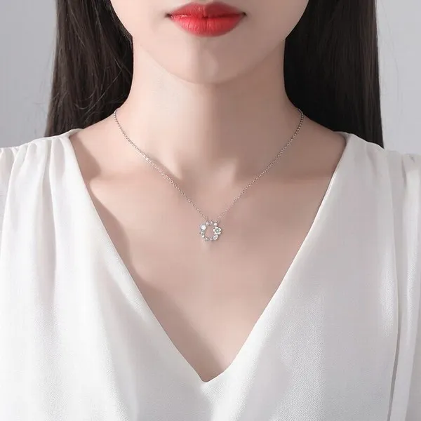 Dây Chuyền Lili Jewelry Bạc Nữ Đính Pha Lê Aurora Hình Vòng Hoa Audrey LILI_628865 Màu Bạc - Trang sức - Vua Hàng Hiệu