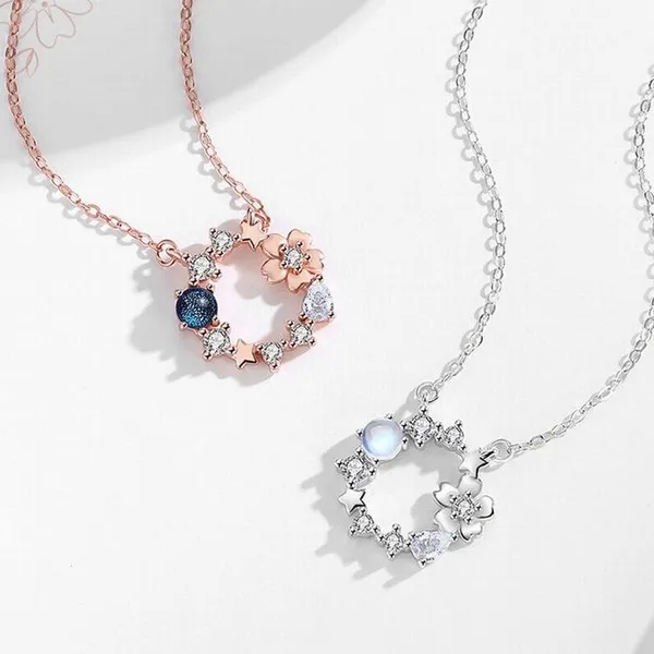 Dây Chuyền Lili Jewelry Bạc Nữ Đính Pha Lê Aurora Hình Vòng Hoa Audrey LILI_628865 Màu Bạc - Trang sức - Vua Hàng Hiệu