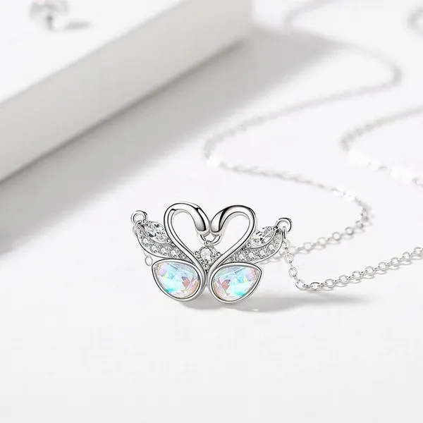 Dây Chuyền Lili Jewelry Bạc Nữ Đính Đá CZ Đôi Thiên Nga LILI_879835 Màu Bạc - Trang sức - Vua Hàng Hiệu