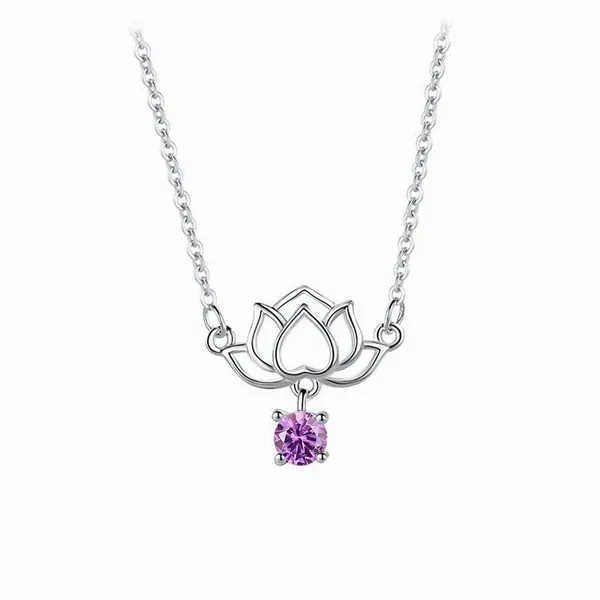 Dây Chuyền Lili Jewelry Bạc Nữ Đính Đá CZ Hoa Sen LILI_127959 Màu Bạc