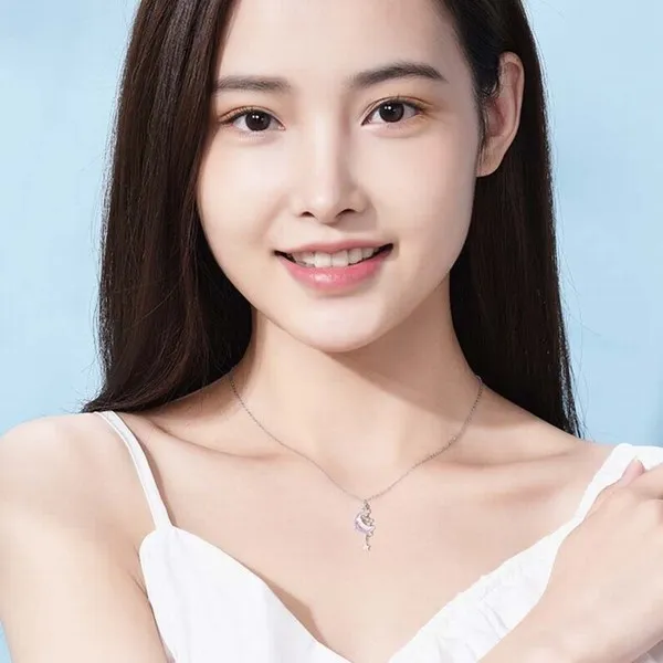 Dây Chuyền Lili Jewelry Bạc Nữ Đính Pha Lê Aurora Trăng Sao LILI_529678 Màu Bạc - Trang sức - Vua Hàng Hiệu
