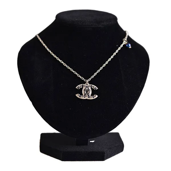 Dây Chuyền Chanel 22 CC Logo Black Pearl Necklace Màu Bạc