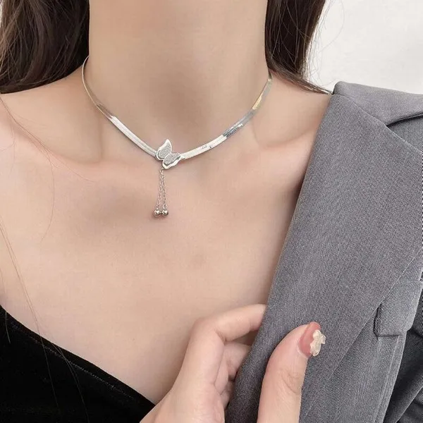 Dây Chuyền Lili Jewelry Choker Bạc Nữ Dạng Mì Dẹt LILI_336865 Màu Bạc