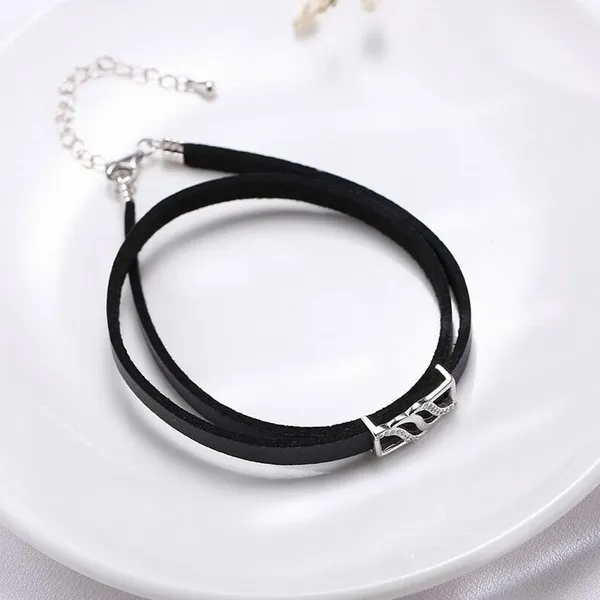 Dây Chuyền Lili Jewelry Choker Bạc Nữ Dây Da Mặt Dạng Sóng Đẹp LILI_348583 Màu Đen - Trang sức - Vua Hàng Hiệu