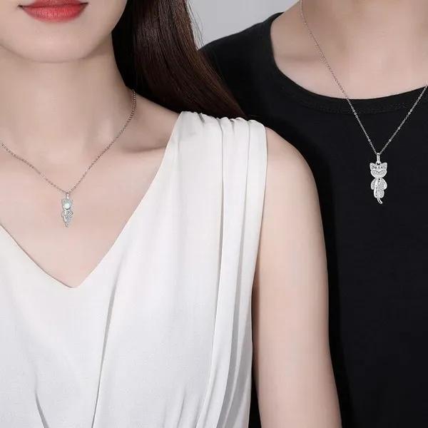 Dây Chuyền Đôi Lili Jewelry Bạc Đính Đá CZ Cặp Mèo Phi Hành Gia LILI_797564 Màu Bạc