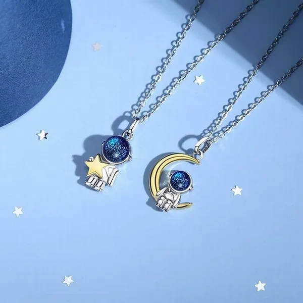 Dây Chuyền Đôi Lili Jewelry Bạc Tình Yêu Tình Bạn Thân BFF Phi Hành Gia Hot Trend LILI_329182 Màu Bạc - Trang sức - Vua Hàng Hiệu