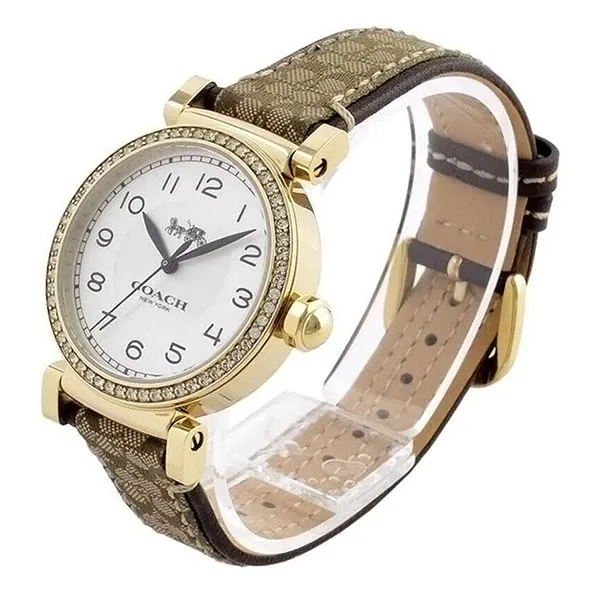 Đồng Hồ Nữ Coach 14503397 Madison Brown Signature Leather Gold Glitz Watch Màu Vàng Trắng - Đồng hồ - Vua Hàng Hiệu