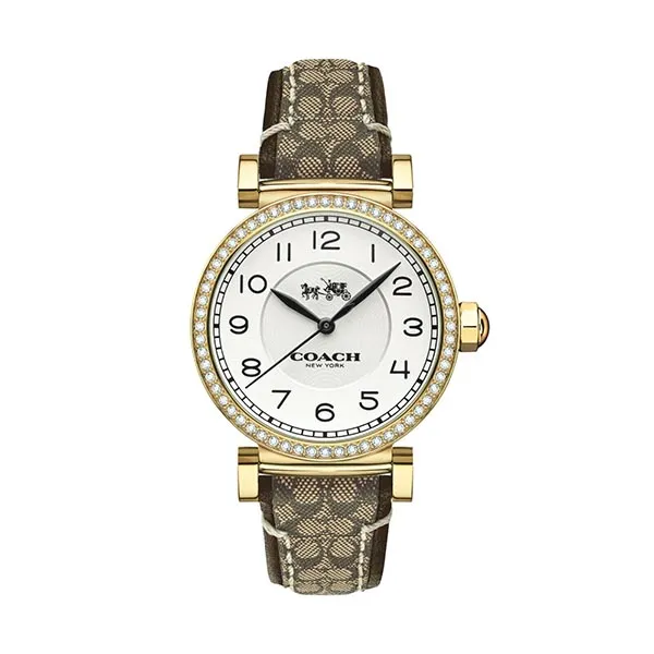 Đồng Hồ Nữ Coach 14503397 Madison Brown Signature Leather Gold Glitz Watch Màu Vàng Trắng - Đồng hồ - Vua Hàng Hiệu
