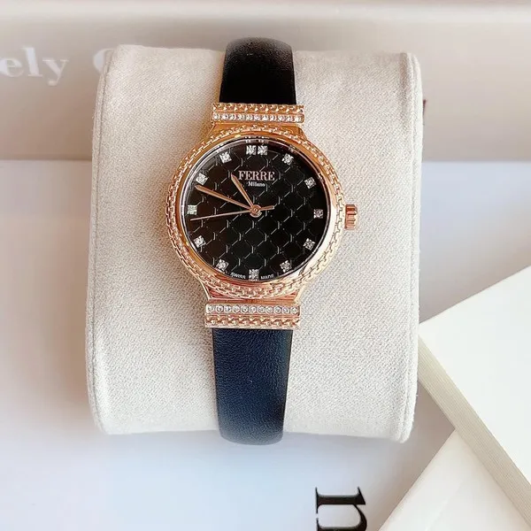 Đồng Hồ Nữ Ferre Milano FM1L149L0031 Black Leather Ladies Watch Màu Đen - Đồng hồ - Vua Hàng Hiệu