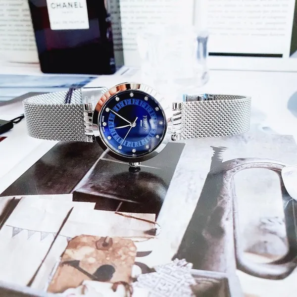 Đồng Hồ Nữ Ferre Milano FM1L166M0011 Montre Blue Dial Quartz Ladies Watch Màu Bạc