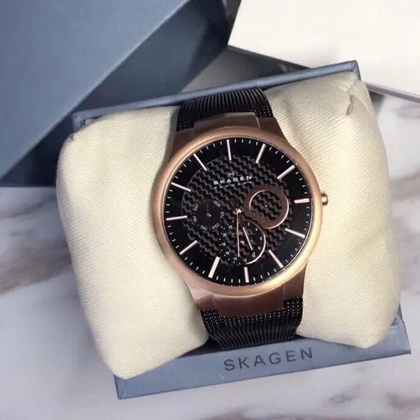 Đồng Hồ Nam Skagen 809XLTRB Màu Đen Phối Vàng Hồng