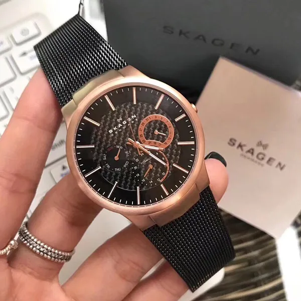 Đồng Hồ Nam Skagen 809XLTRB Màu Đen Phối Vàng Hồng