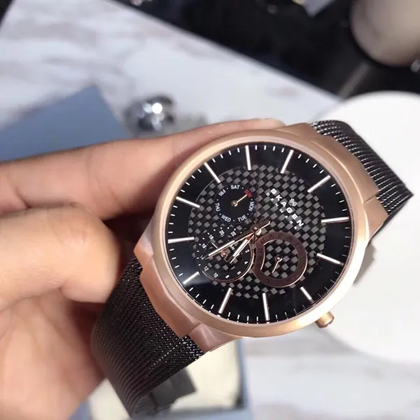 Đồng Hồ Nam Skagen 809XLTRB Màu Đen Phối Vàng Hồng