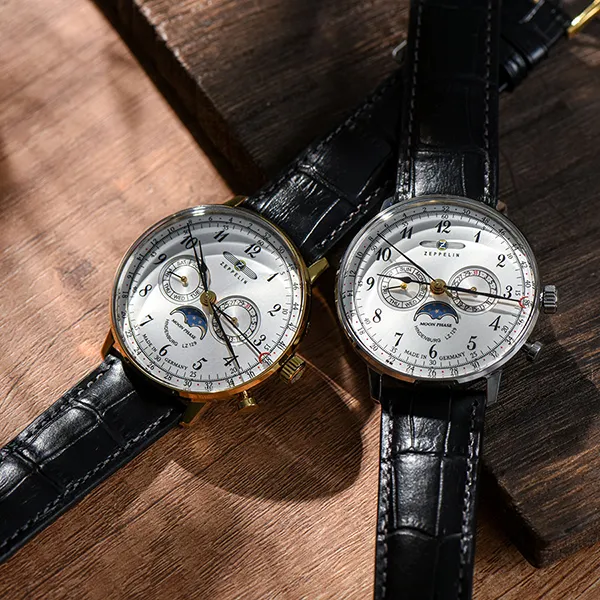 Đồng Hồ Nam Zeppelin LZ 129 Hindenburg Moondphase 70361 Màu Đen Bạc