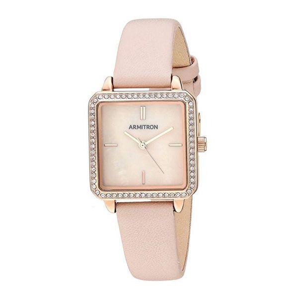 Đồng Hồ Nữ Armitron Swarovski Crystal Accented Leather Watch 75/5597RMRGBH Màu Hồng Phấn - 1