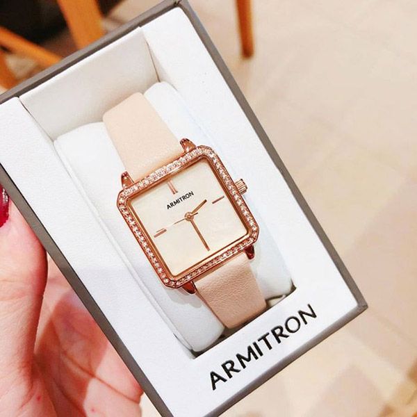 Đồng Hồ Nữ Armitron Swarovski Crystal Accented Leather Watch 75/5597RMRGBH Màu Hồng Phấn - 3