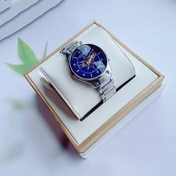 Đồng Hồ Nữ Citizen Captain Marvel Eco-Drive Crystal Blue Dial Ladies Watch EM0596-58W Màu Bạc