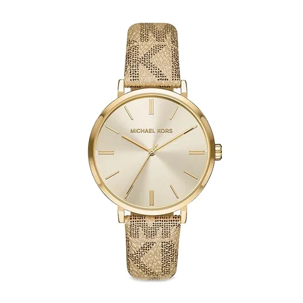 Đồng Hồ Nữ Michael Kors Addyson Three-Hand Metallic Gold PVC Watch MK2952 Màu Vàng
