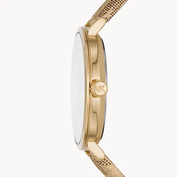 Đồng Hồ Nữ Michael Kors Addyson Three-Hand Metallic Gold PVC Watch MK2952 Màu Vàng