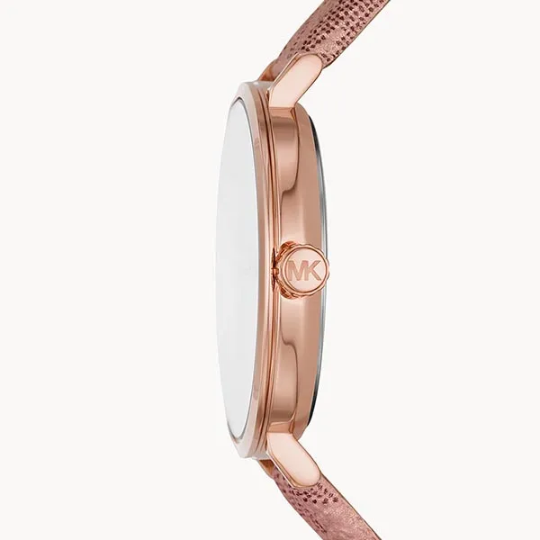 Đồng Hồ Nữ Michael Kors Addyson Three-Hand Metallic Rose Gold PVC Watch MK2953 Màu Vàng Hồng
