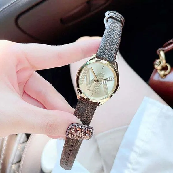 Đồng Hồ Nữ Michael Kors Women's Jaycie Three-Hand Brown Leather Watch MK2862 Màu Nâu Vàng - Đồng hồ - Vua Hàng Hiệu