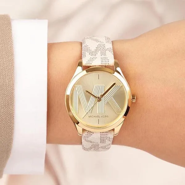 Đồng Hồ Nữ Michael Kors Women's Jaycie Three-Hand White Leather Watch MK2861 Màu Trắng Vàng - Đồng hồ - Vua Hàng Hiệu