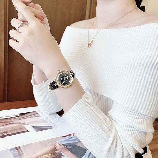 Đồng Hồ Nữ Versace Virtus Infinity Leather Watch 34mm VEZ400121 Màu Vàng Đen - 4