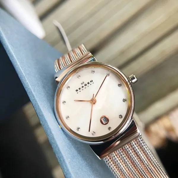 Đồng Hồ Skagen 355SSRS Màu Trắng Phối Vàng Hồng