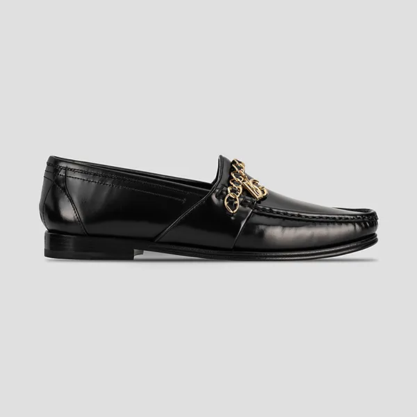 Giày Lười Nam Dolce & Gabbana D&G Chain-trim Leather A30154 AY925 Màu Đen Size 42