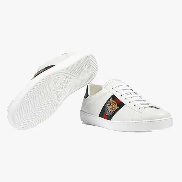 Giày Thể Thao Gucci Ace Sneaker With Embroidered Tiger Màu Trắng Phối Họa Tiết Size 41
