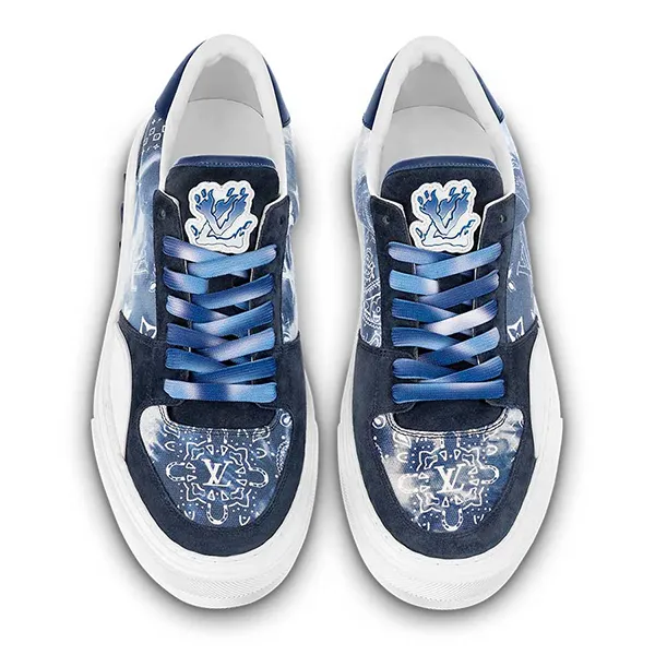 Giày Thể Thao Nam Louis Vuitton LV 1AA7MA Ollie Sneaker Màu Xanh Phối Họa Tiết Size 41.5 - Giày - Vua Hàng Hiệu