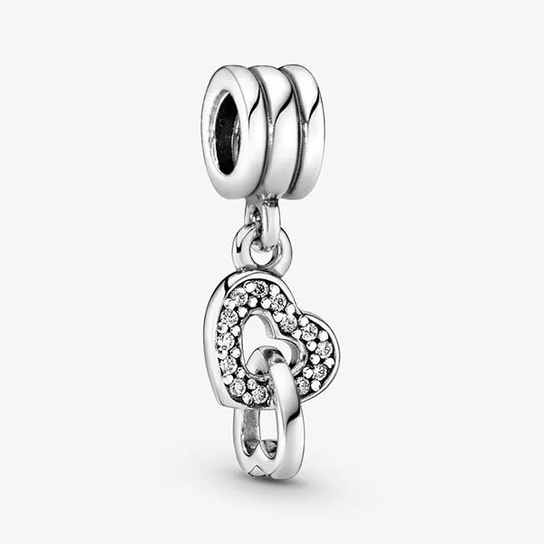 Hạt Vòng Charm Pandora Colgante Corazones Entrelazado 791242CZ Màu Bạc