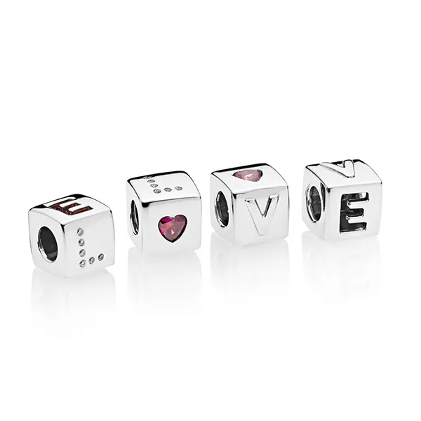Hạt Vòng Charm Pandora Love Cube Pendant 797811CZR Màu Bạc