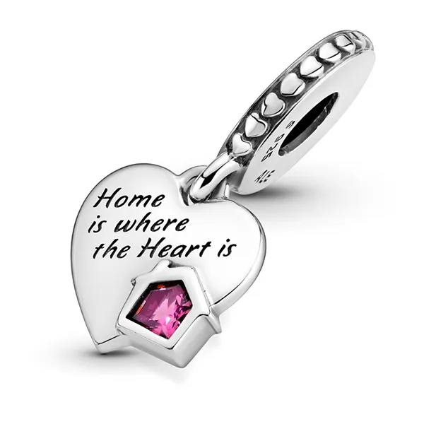 Hạt Vòng Charm Pandora Love My Home Heart Dangle 799324C01 Màu Bạc
