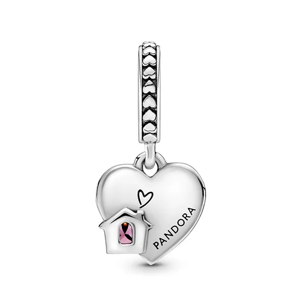 Hạt Vòng Charm Pandora Love My Home Heart Dangle 799324C01 Màu Bạc
