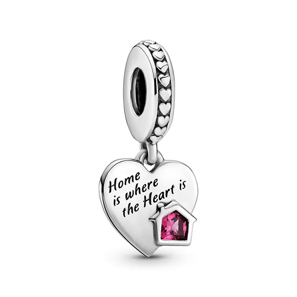 Hạt Vòng Charm Pandora Love My Home Heart Dangle 799324C01 Màu Bạc