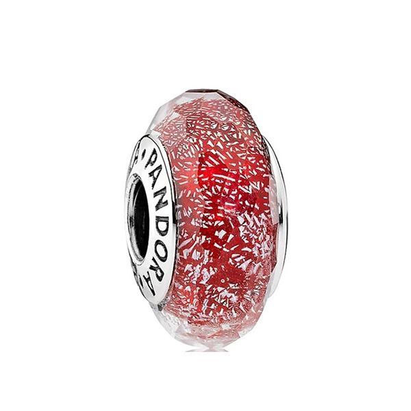 Hạt Vòng Charm Pandora Red Shimmer Glass Murano 791654 Màu Đỏ - 4