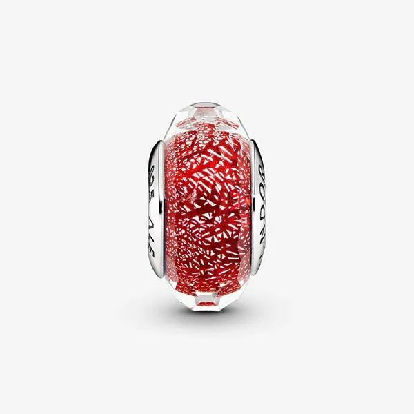 Hạt Vòng Charm Pandora Red Shimmer Glass Murano Charm 791654 Màu Đỏ