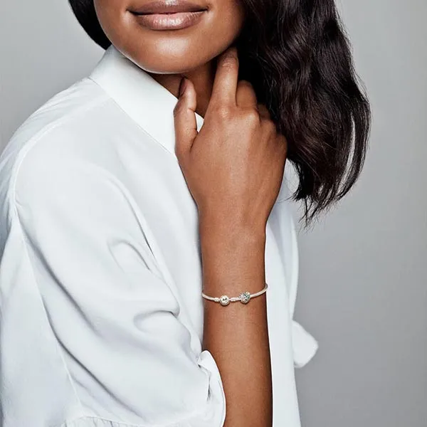 Hạt Vòng Charm Pandora Sparkling Clover Heart Silver Charm 797869NRGMX Màu Xanh Tím