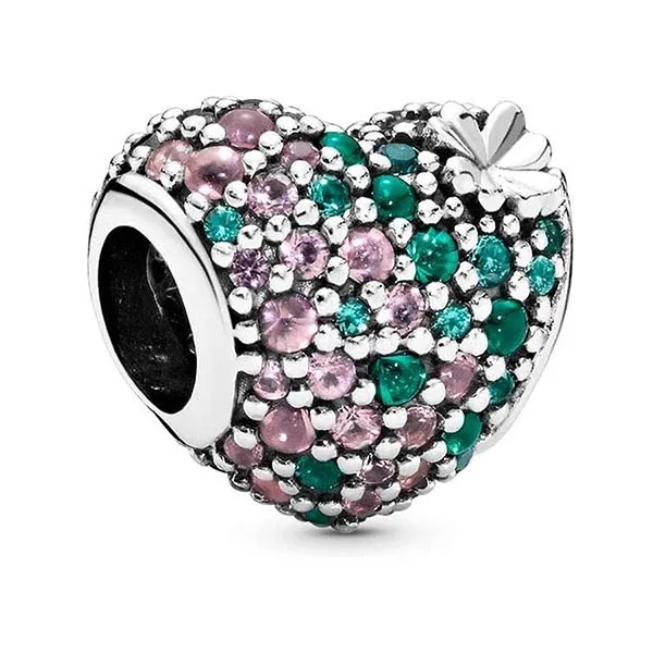 Hạt Vòng Charm Pandora Sparkling Clover Heart Silver Charm 797869NRGMX Màu Xanh Tím