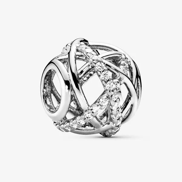 Hạt Vòng Charm Pandora Sparkling Lines Openwork 791388CZ Màu Bạc