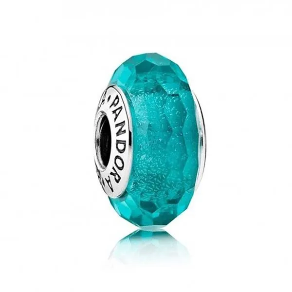 Hạt Vòng Charm Pandora Teal Shimmer Charm, Murano Glass 791655 Màu Xanh Bạc