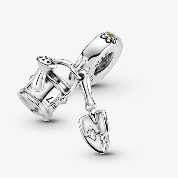 Hạt Vòng Charm Pandora Watering Can & Trowel Dangle 799359C01 Màu Bạc