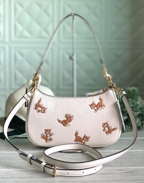 Túi Đeo Vai Coach Teri Shoulder Bag With Dancing Kitten Print CC777 Màu Trắng - Túi xách - Vua Hàng Hiệu