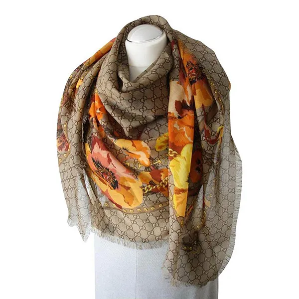Khăn Gucci Floral Scarf Yellow/Beige Phối Màu Vàng Be - Thời trang - Vua Hàng Hiệu