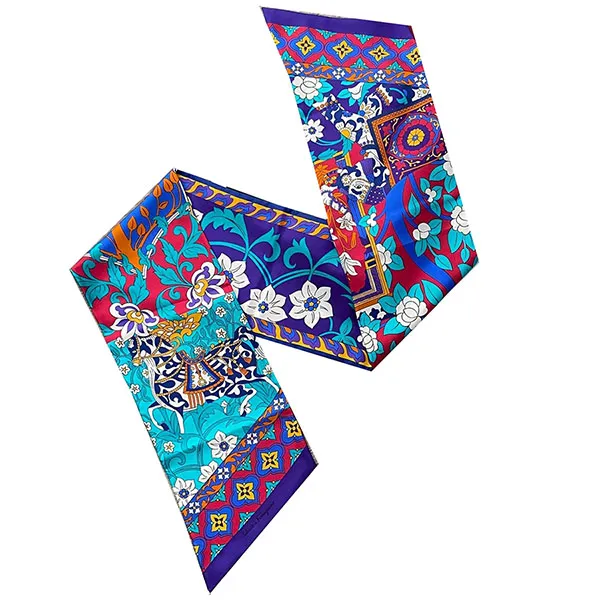 Khăn Lụa Salvatore Ferragamo Silk Scarf Màu Xanh Tím - Thời trang - Vua Hàng Hiệu
