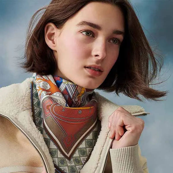 Khăn Nữ Hermès Seidentuch 90 Curiosities Phối Màu