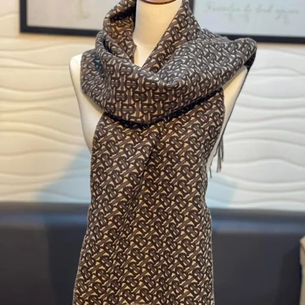Khăn Quàng Cổ Burberry Monogram Pattern Scarf Màu Nâu